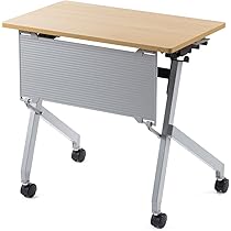 メープル木目の折りたたみテーブル奥行ワイドタイプサンワサプライ